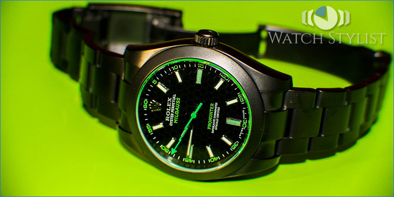 Pro Hunter Rolex Milgauss Green Hornet On It's Side
